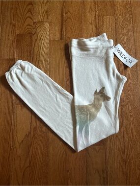 Wildfox Cream Deer Print Joggers Sweatpants NWT RARE Small